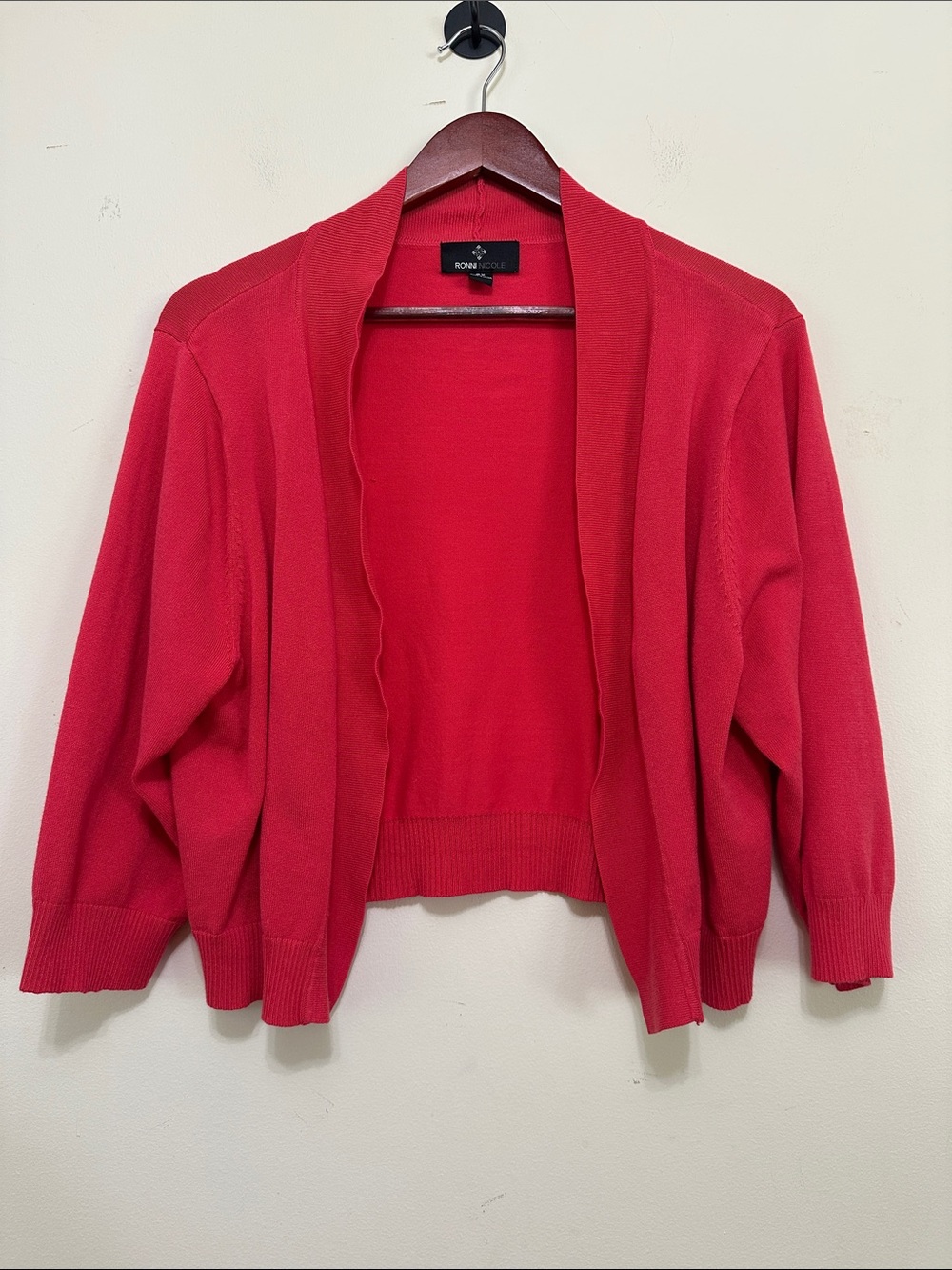 Ronni Nicole Open-Front Red Cardigan